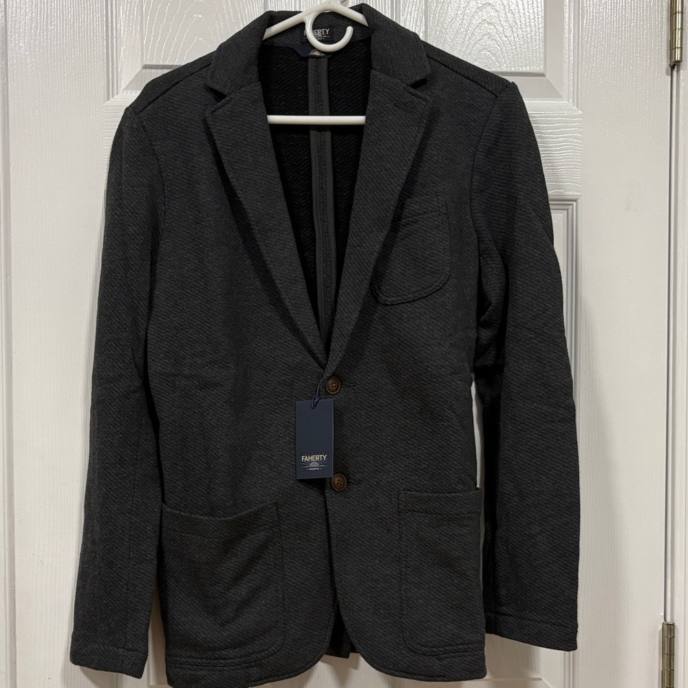 Faherty Black Sky Melange Inlet Knit Blazer - Dark Gray